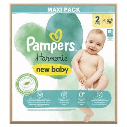 Pampers Harmonie Taille 2 / 4-8kg - 96 Couches Mega Pack - Zéro parfum et lotion, hypoallergénique