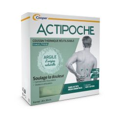 Actipoche Coussin Thermique Argile Dos & Ventre - 20 × 30 cm - Soulagement à chaud ou à froid
