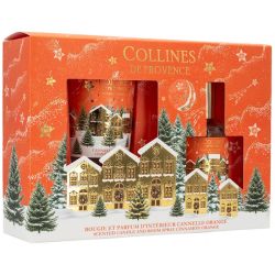 Collines de Provence Coffret Bougie de Noël 75 g + Parfum de Noël 50 ml Cannelle Orange