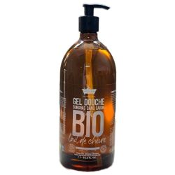 Les Petits Bains de Provence Gel Douche Surgras Sans Savon Bio Lait de Chèvre - 1L - Visage Corps et Cheveux