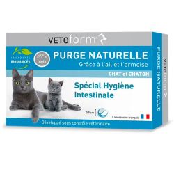 Vetoform Purge Naturelle Chat et Chaton - 20 comprimés - Hygiène Digestive et Bien-être Intestinal