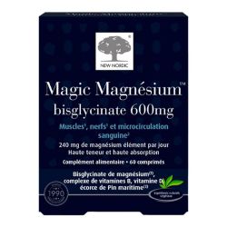 New Nordic Magic Magnésium Bisglycinate 600 mg - Muscles, Nerfs et Circulation - 60 Comprimés