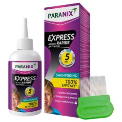 Paranix Express 5 Minutes Shampooing Anti Poux et Lentes - 200ml + Peigne - Rapide, efficace et protecteur