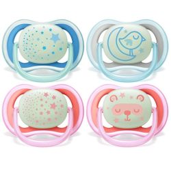 Philips Avent Ultra Air Night Sucettes Nuit Orthodontiques Silicone 6-18 Mois - 2 Sucettes