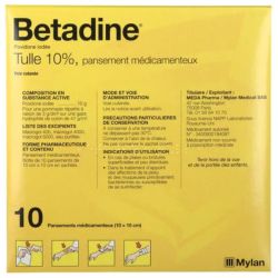 Betadine Tulle 10% 10 Pansement médicamenteux