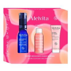 Melvita Coffret Découverte Source de Roses - Hydratant & Repulpant - Crème + Eau Extraordinaire + Eau Florale de Rose