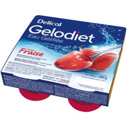 Delical Gelodiet Eau Gélifiée Fraise 4x120g – Hydratation et déglutition