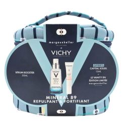Vichy Coffret Minéral 89 Sérum Booster 50ml + UV-Age Daily SPF50+ 15ml Offert + Vanity Margaux Keller - Hydratation, protection et effet repulpant