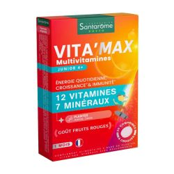 Santarome Multivitamines Vita'Max Enfants - Goût Fruits Rouges - 30 Comprimés à Croquer
