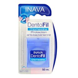 Inava Dentofil Chlorhexidine Fil Dentaire - 50 m - Protection Antibactérienne et Interdentaire