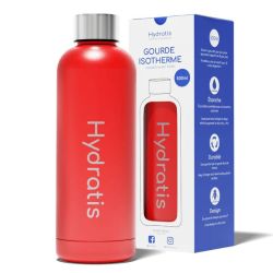 Hydratis Gourde Isotherme en Inox - 500ml - Couleur : Rouge - Hydratation pratique et écologique