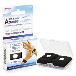 Sea Band Anti-Nausées Bracelets d'Acupression Adulte Noir - 2 Unités
