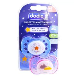 Dodie Lot de 2 Sucettes Anatomiques Nuit - 6 Mois et Plus - N°A100