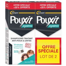 Pouxit Shampoing Traitant Anti-Poux & Lentes - Lot de 2 x 250ml + Peigne