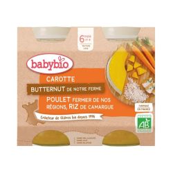 Babybio Petit Pot Carotte Butternut Poulet Riz 6 mois - 2 x 200g