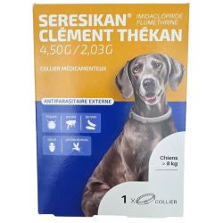 Clément Thékan Seresikan Collier médicamenteux Chiens  8 kg - Traitement et prévention des infestations par les puces et les tiques
