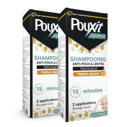 Pouxit Shampoing Traitant 2 en 1 Anti-Poux et Lentes -  2x200ml - Sans insecticide - Parfum Abricot
