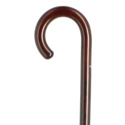 Cannes Fayet Canne de Marche Courbe En Hêtre Teinté Marron