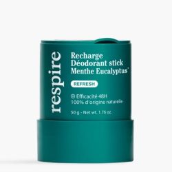 Respire Déodorant Stick Bio - Recharge de 50 g - Menthe Eucalyptus - Protection naturelle 48 h