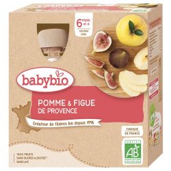 Babybio Gourdes Purée de Fruits Pomme Figue +6m Bio - 4 x 90g