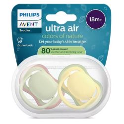 Philips Avent Pacifier Ultra Air Sucettes Orthodontiques en Silicone +18 Mois - 2 Sucettes Vert/Jaune