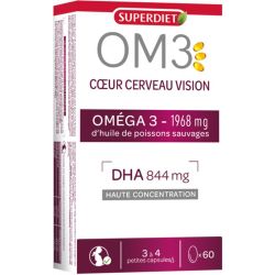 Superdiet OM3 Coeur Cerveau Vision 60 capsules – Haute concentration DHA