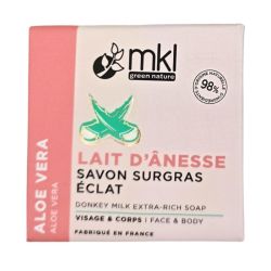 MKL Green Nature Lait d'Ânesse Savon Surgras Éclat Aloe Vera 100 g - Illumination et nutrition des peaux sensibles