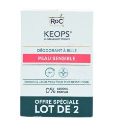 Roc Keops Sensitive Déodorant Roll-On 48h Peau Fragile Lot de 2 x 30ml
