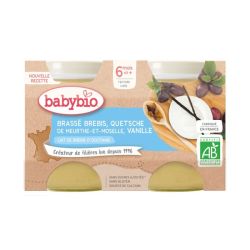 Babybio Brassé Lait de Brebis Quetsche Vanille 6 mois - 2 x 130g