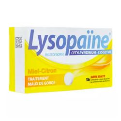 Lysopaine Pastilles Sans Sucre - 36 comprimés à sucer - Miel/Citron