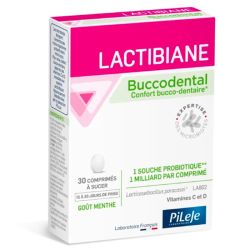 Pileje Lactibiane Buccodental - 30 comprimés à sucer - Goût Menthe - Santé des dents et des gencives