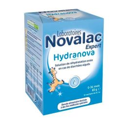 Novalac Hydranova Solution en Poudre -  Réhydratation Orale - Nourissons et Enfants - 10 Sachets de 65g