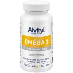 Alvityl Oméga 3 Huile de Poisson Sauvage - Complément alimentaire fonctions cardiaque cérébrale et vision 60 capsules