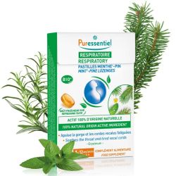 Puressentiel Respiratoire Pastilles Menthe-Pin x20 Pastilles – Adoucit la gorge, calme l'enrouement et libère la respiration