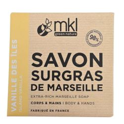 MKL Green Nature Savon Surgras de Marseille Vanille des Îles Bio 100g - Adoucit la peau et nettoie en douceur le corps et les mains