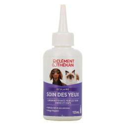 Clément-Thékan Solution Oculaire Chien et Chat - Nettoie, Désinfecte et Apaise les Yeux - 125ml