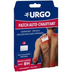 Urgo Patch Auto-Chauffant 8h - Courbatures, Torticolis, & Douleurs Musculaires - x4 patchs