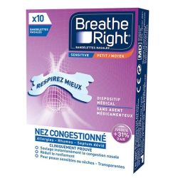 Breathe Right Bandelettes Nasales Sensitive Moyen - 10 Unités