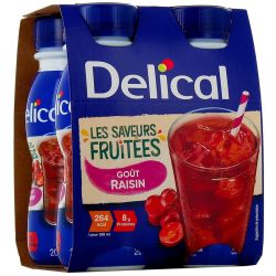 Delical Boisson Raisin - Idéal pour Compléter l'Alimentation - 4 x 200 ml