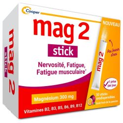 Mag2 Stick Complément Alimentaire 30 Sticks - Réduction de la fatigue et fonctionnement normal du système nerveux