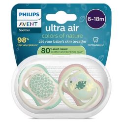 Philips Avent Pacifier Ultra Air Sucettes Orthodontiques en Silicone 6-18 Mois - 2 Sucettes