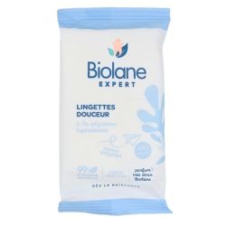 Biolane Expert Lingettes Douceur à la glycérine hydratante Format voyage x10 lingettes - Nettoie, protège et hydrate la peau délicate de bébé