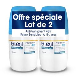 Etiaxil Anti-transpirant Protection 48h Peaux Sensibles Roll-on - Lot de 2 x 50ml