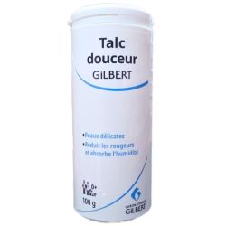 Gilbert Talc Douceur 100 g - Flacon poudreur, hygiène et soin des peaux sensibles, irritées