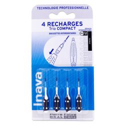 Inava Recharges Brossettes Interdentaires pour Trio Compact - 4 recharges - Taille 0 - 0,6mm