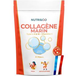 Nutri&Co Collagène Marin Type I, II & III + Vitamine C Goût Neutre - 180g