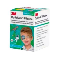 3M Opticlude Silicone Midi Garçon - 5,3x7cm - Amblyopie et Strabisme - Boîte de 50 pansements