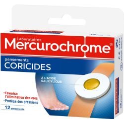 Mercurochrome Pansements Coricide - Soulage et Élimine les Cors - 12 pansements