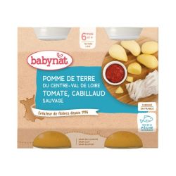 Babynat Petit Pot Pomme de Terre Tomate Cabillaud 6 mois - 2 x 200g
