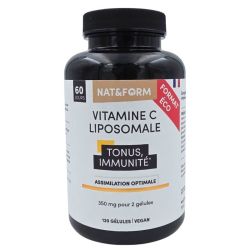 Nat&Form Vitamine C liposomale format éco 120 gélules - Soutien du système immunitaire et réduction de la fatigue